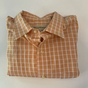 Tommy Bahama Mens Plaid Button Down Long Sleeve Shirt Casual Business